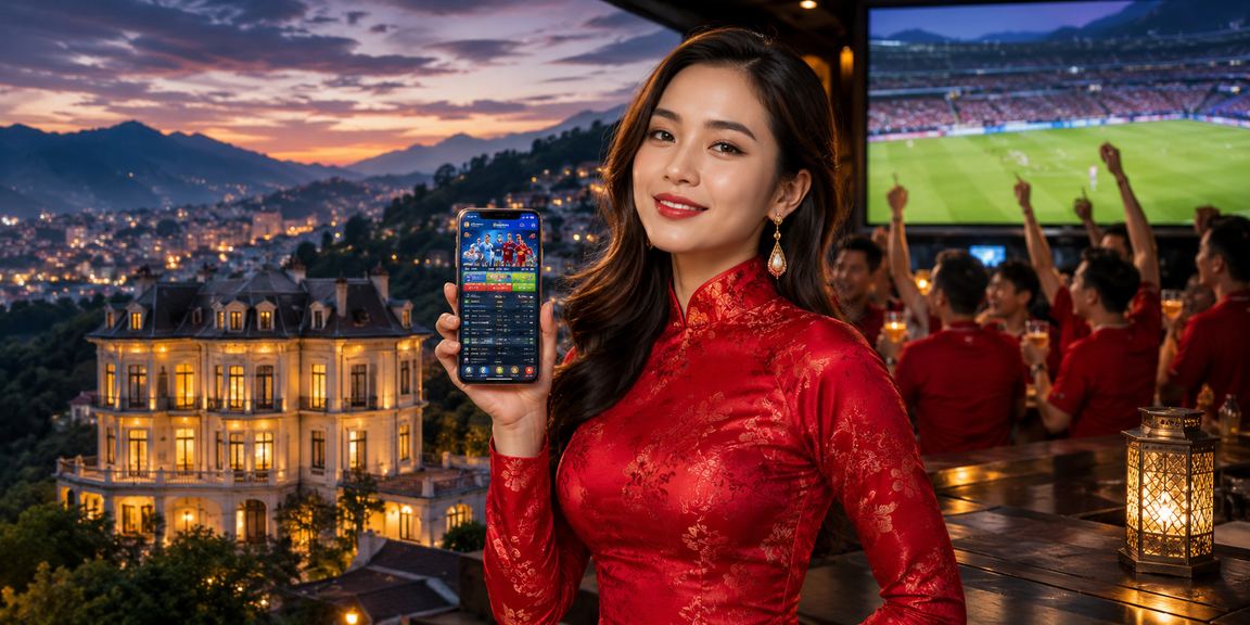 Người phụ nữ mặc áo dài tại Đà Lạt trải nghiệm cá cược esports trên điện thoại