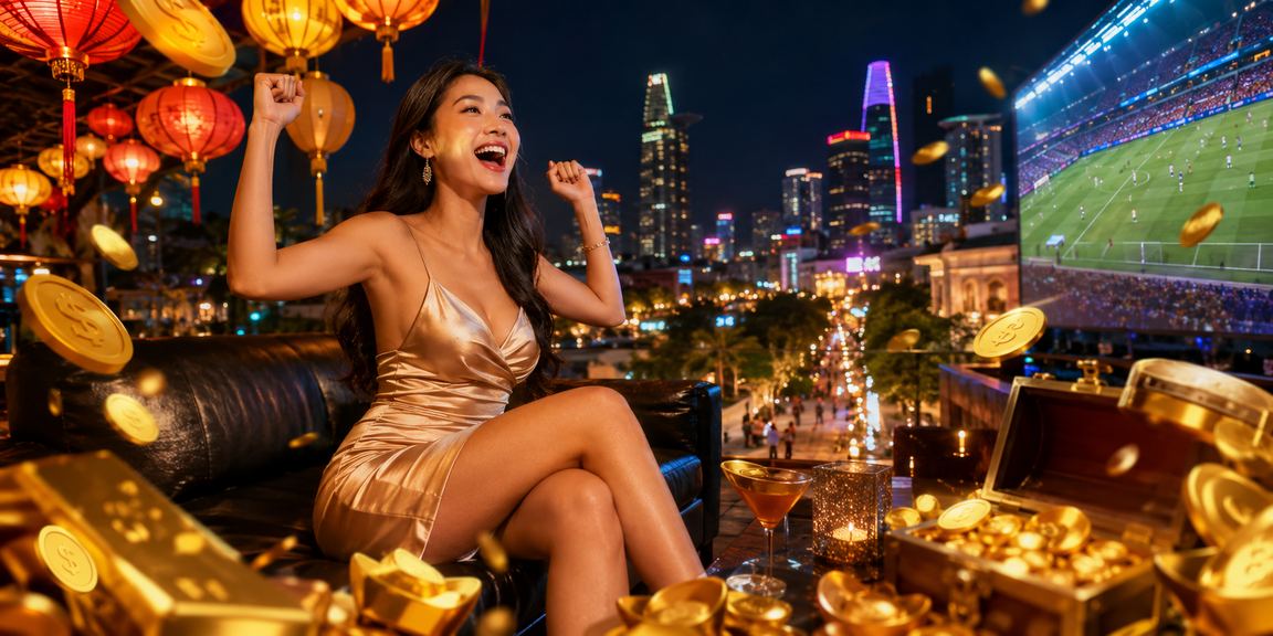 Không gian giải trí casino tại TP.HCM với đèn lồng rực rỡ