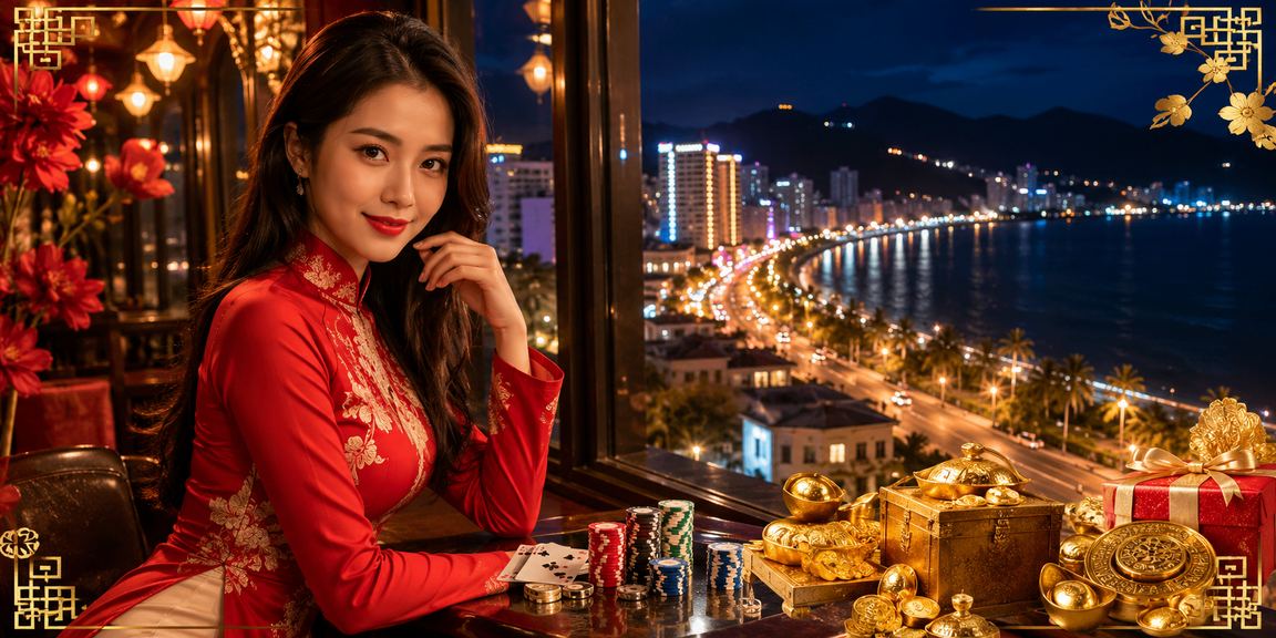 Người chơi bài tại Nha Trang trong trang phục áo dài truyền thống, không khí lễ hội và giải trí