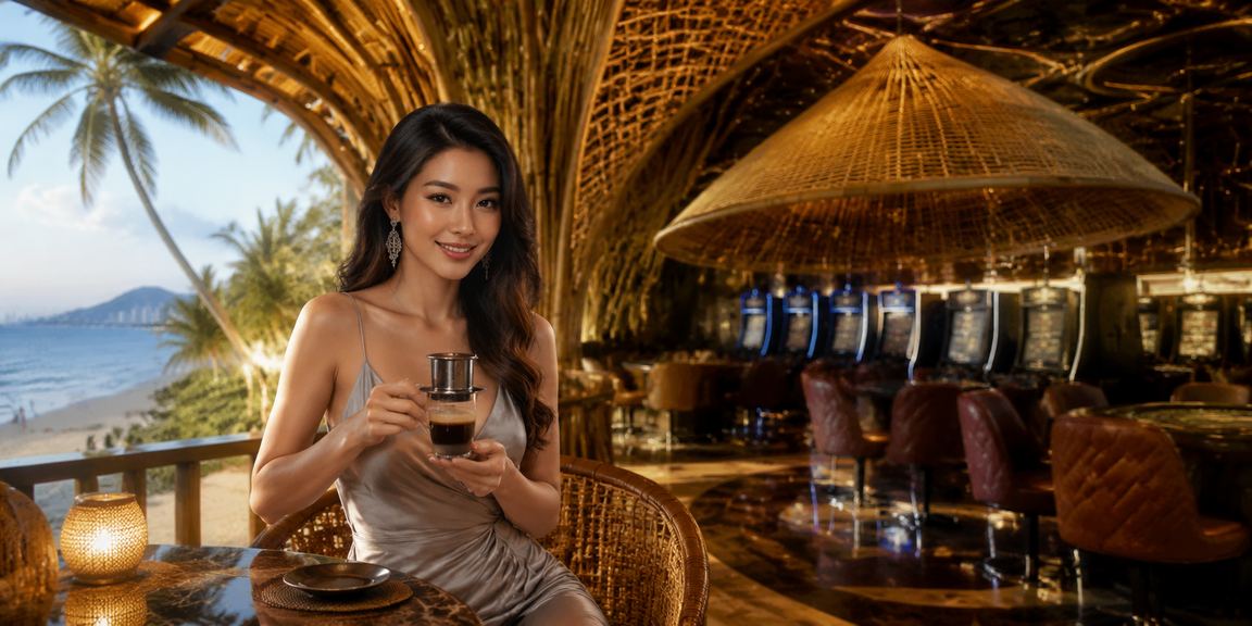 Người dùng đặt cược trực tuyến tại Vũng Tàu với hình ảnh nón lá Việt Nam đặc trưng